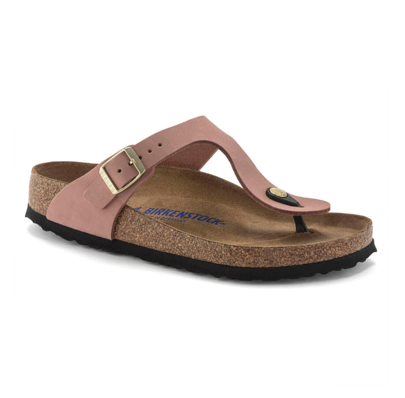 Birkenstock Gizeh Soft Footbed Nubuck Old Rose Sandals - Rose, Regular