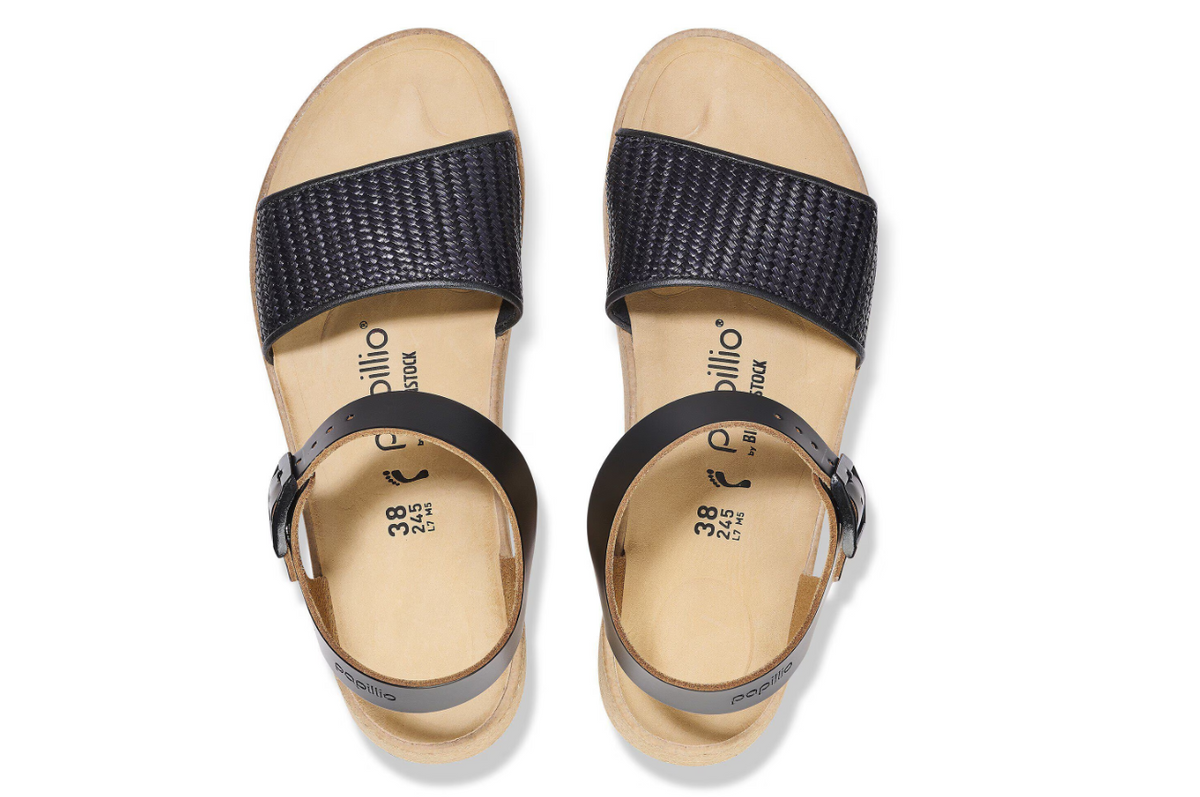 Birkenstock Glenda French Piping Black Sandals  Narrow