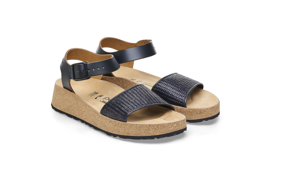 Birkenstock Glenda French Piping Black Sandals  Narrow