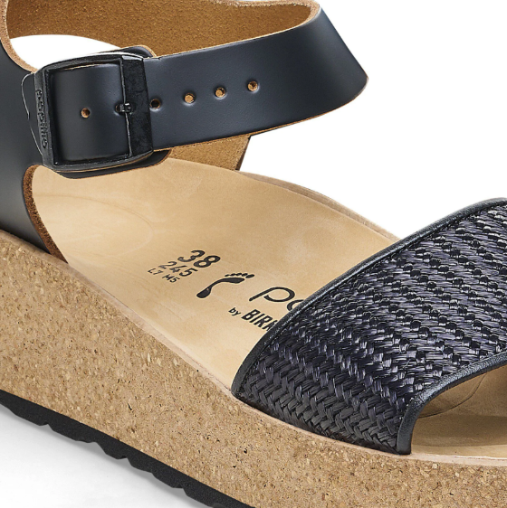 Birkenstock Glenda French Piping Black Sandals  Narrow