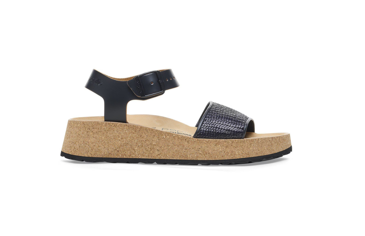 Birkenstock Glenda French Piping Black Sandals  Narrow