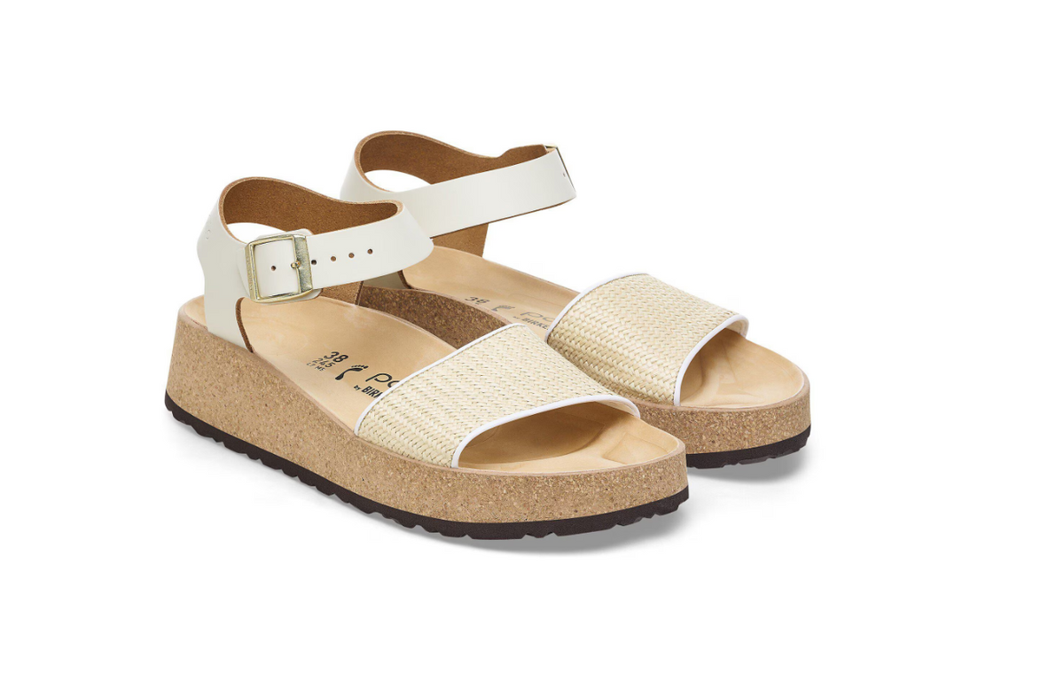 Birkenstock Glenda Raffia Natural Leather Sandal  Narrow