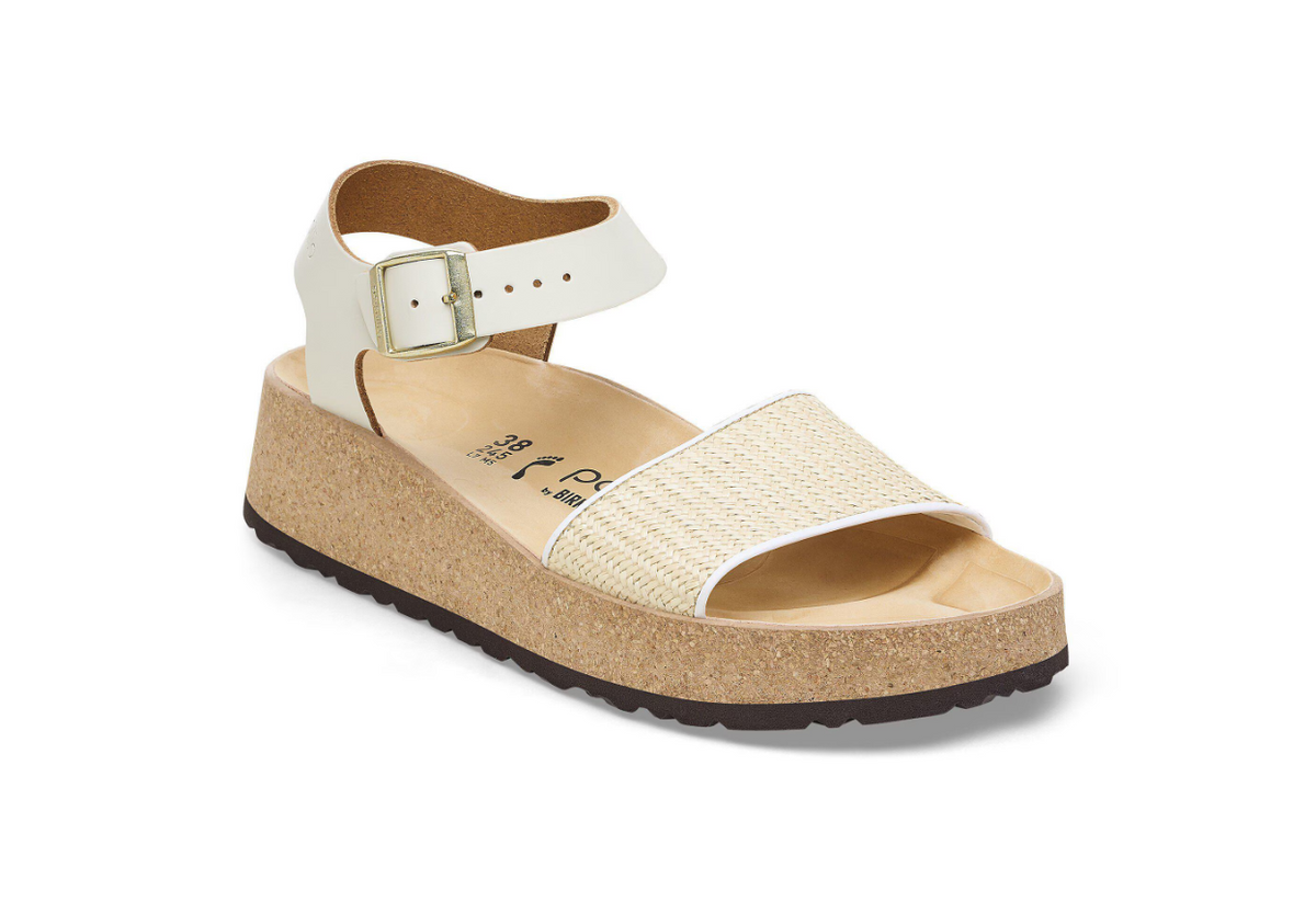 Birkenstock Glenda Raffia Natural Leather Sandal  Narrow