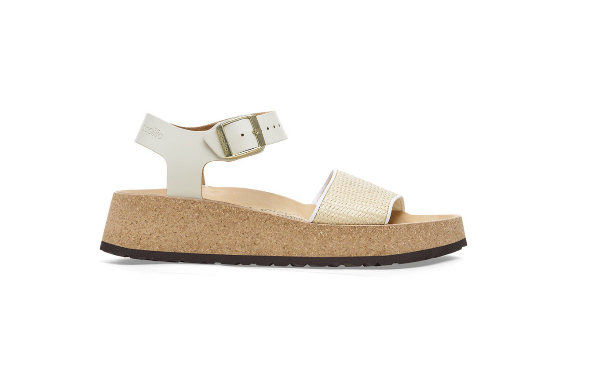Birkenstock Glenda Raffia Natural Leather Sandal  Narrow