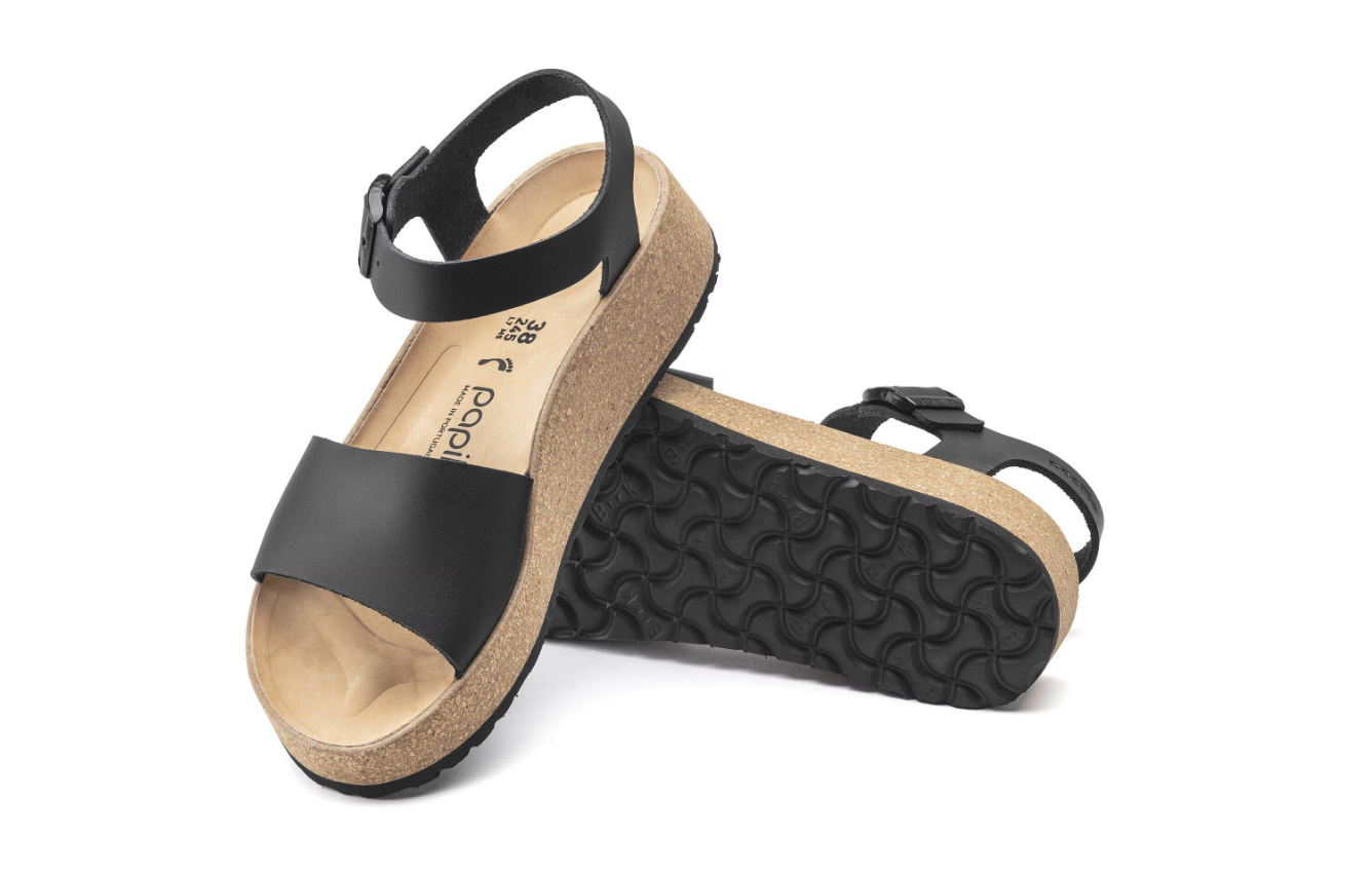 Birkenstock Glenda Natural Leather Black Sandal  Narrow