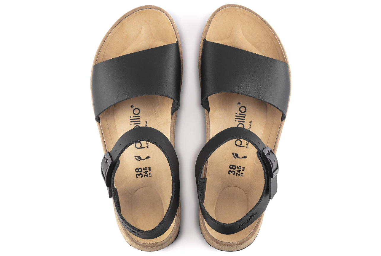 Birkenstock Glenda Natural Leather Black Sandal  Narrow