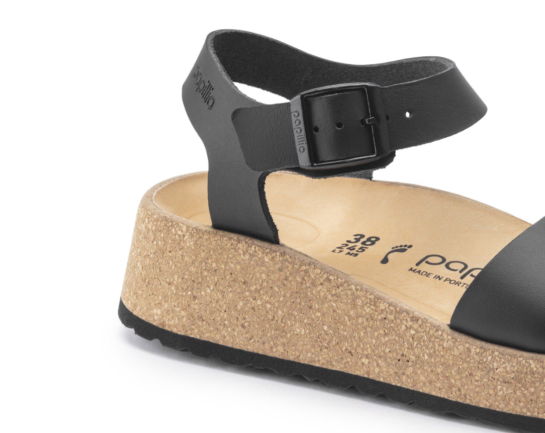 Birkenstock Glenda Natural Leather Black Sandal  Narrow