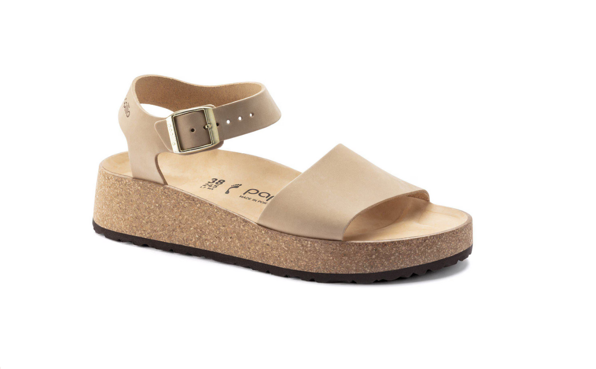 Birkenstock Glenda Nubuck Leather Sandcastle Sandals Narrow