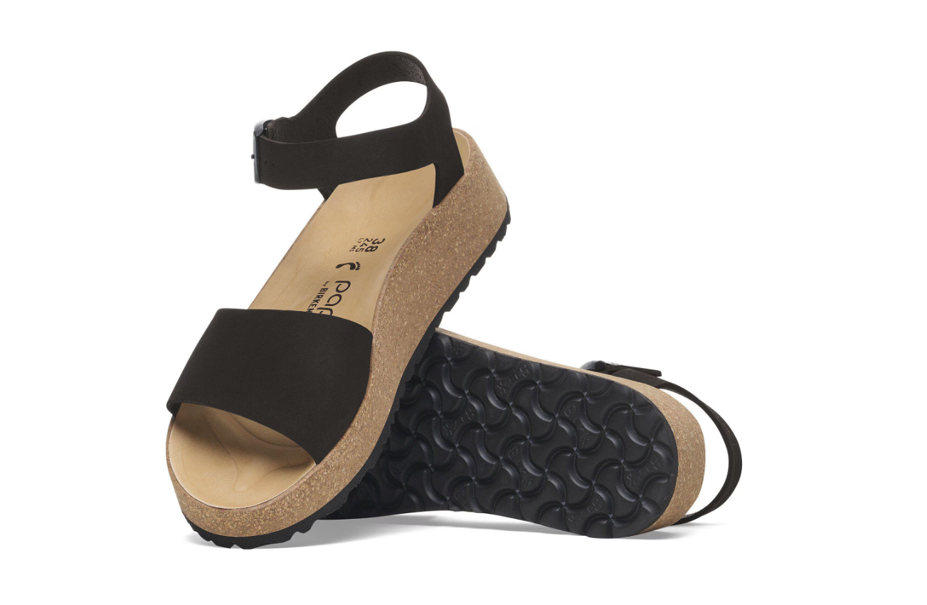Birkenstock Glenda Nubuck Leather Black Sandals  Narrow