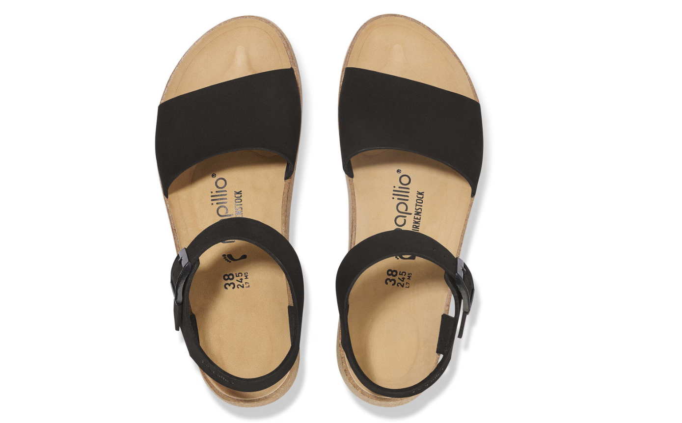 Birkenstock Glenda Nubuck Leather Black Sandals  Narrow