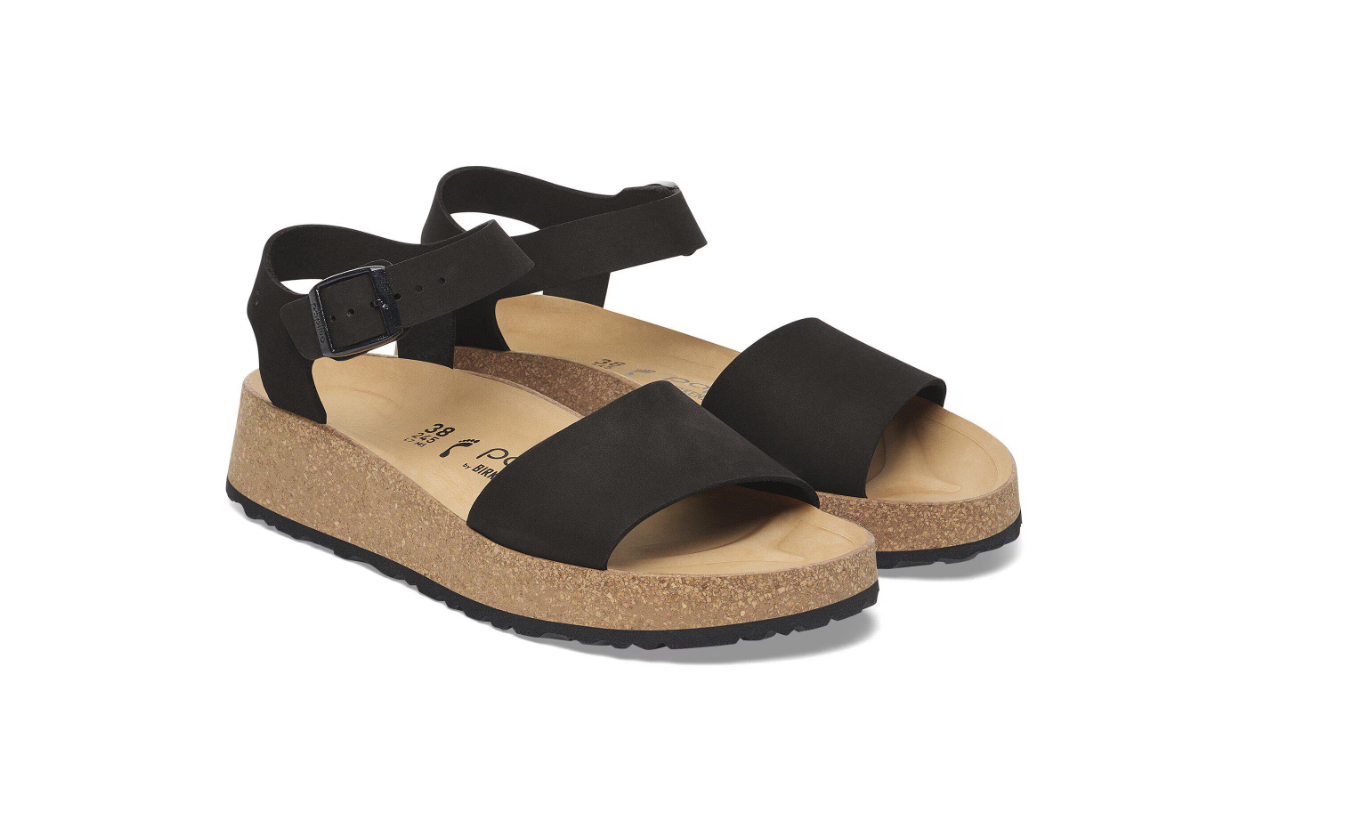Birkenstock Glenda Nubuck Leather Black Sandals  Narrow