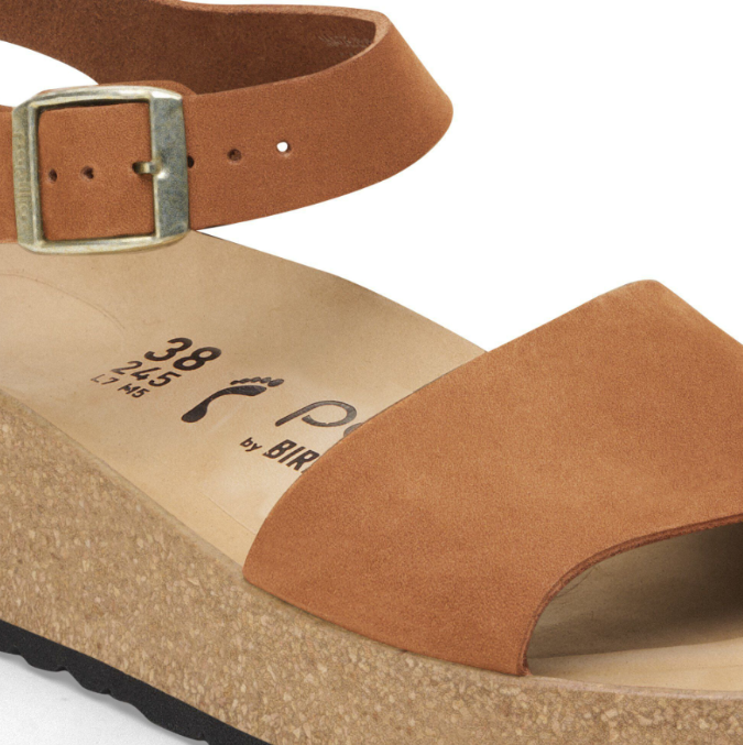 Birkenstock Glenda Nubuck Leather Sandals - Pecan, Narrow