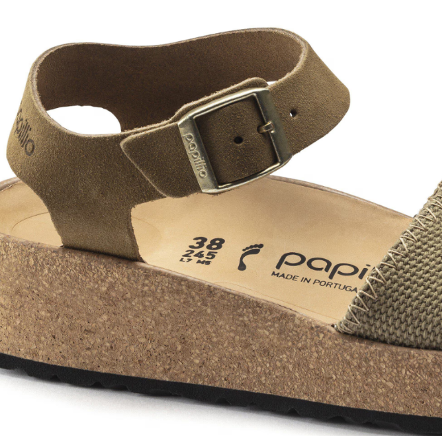 Papillio by BIRKENSTOCK Glenda Suede Textile Faded - Khaki, Narrow