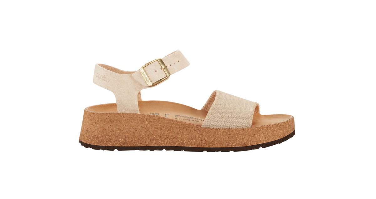Birkenstock Glenda Suede Leather-Textile Sandcastle Sandal  Narrow