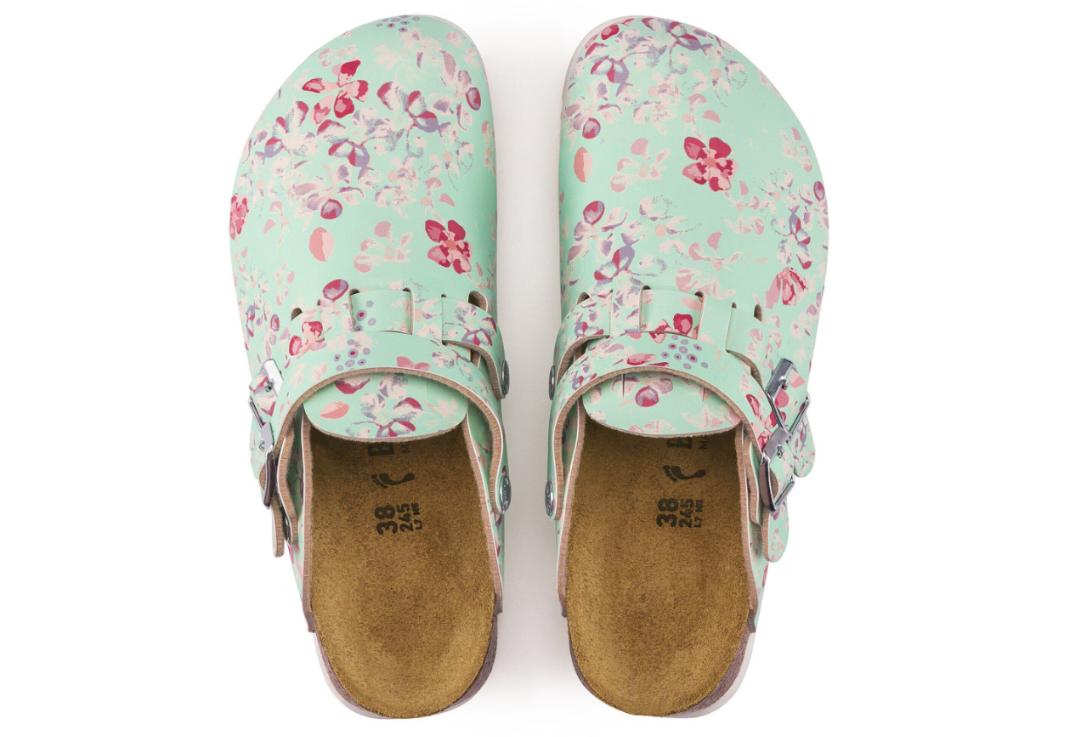 Birkenstock Kay Super Grip Clog Birko-Flor Flower Field Mint  Narrow