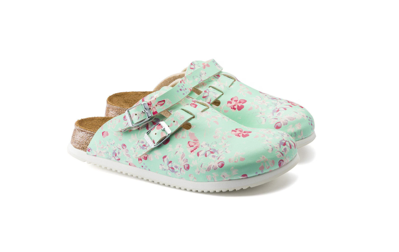 Birkenstock Kay Super Grip Clog Birko-Flor Flower Field Mint  Narrow
