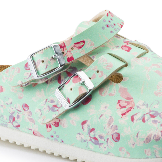 Birkenstock Kay Super Grip Clog Birko-Flor Flower Field Mint  Narrow