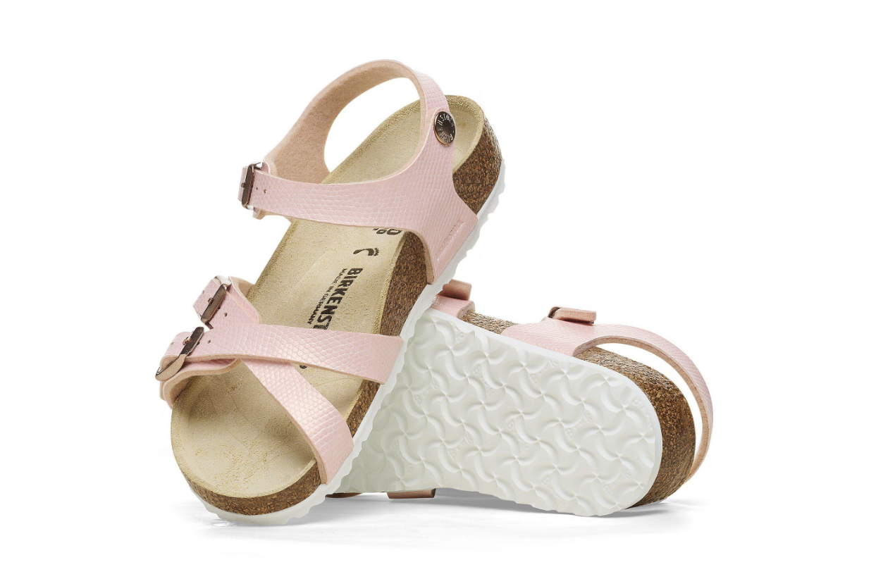 Birkenstock Kumba Kids Birko-Flor Embossed Shiny Lizard Light Rose  Narrow