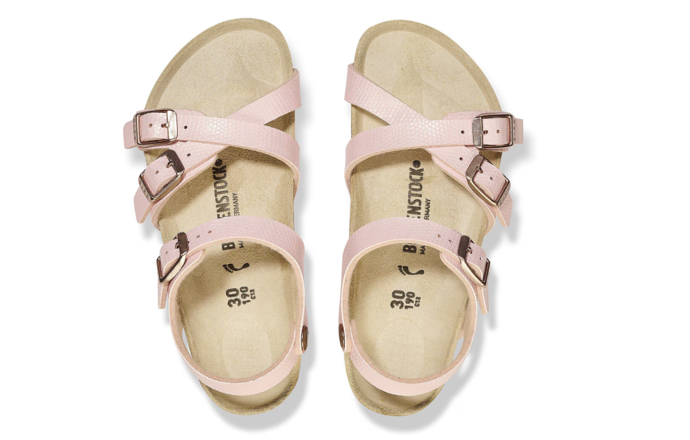 Birkenstock Kumba Kids Birko-Flor Embossed Shiny Lizard Light Rose  Narrow