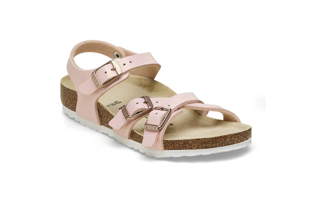 Birkenstock Kumba Kids Birko-Flor Embossed Shiny Lizard Light Rose  Narrow