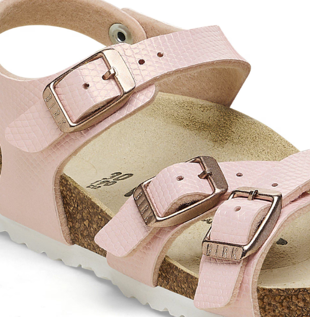 Birkenstock Kumba Kids Birko-Flor Embossed Shiny Lizard Light Rose  Narrow