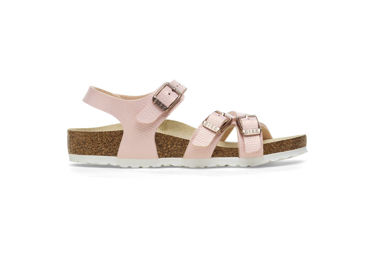 Birkenstock Kumba Kids Birko-Flor Embossed Shiny Lizard Light Rose  Narrow