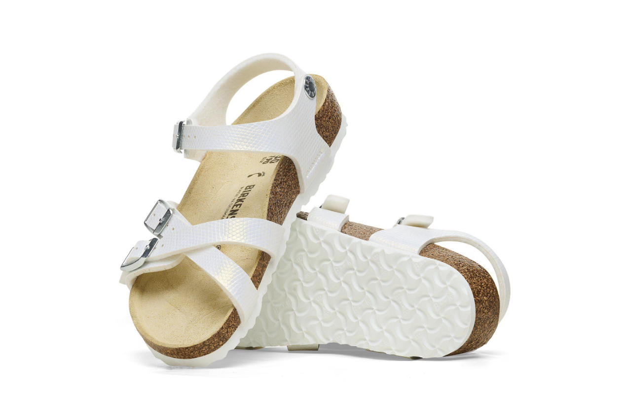 Birkenstock Kumba Kids Birko-Flor Embossed Shiny Lizard White Narrow