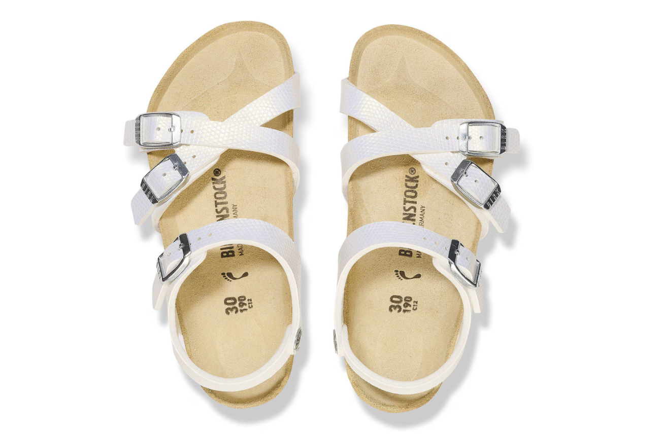 Birkenstock Kumba Kids Birko-Flor Embossed Shiny Lizard White Narrow