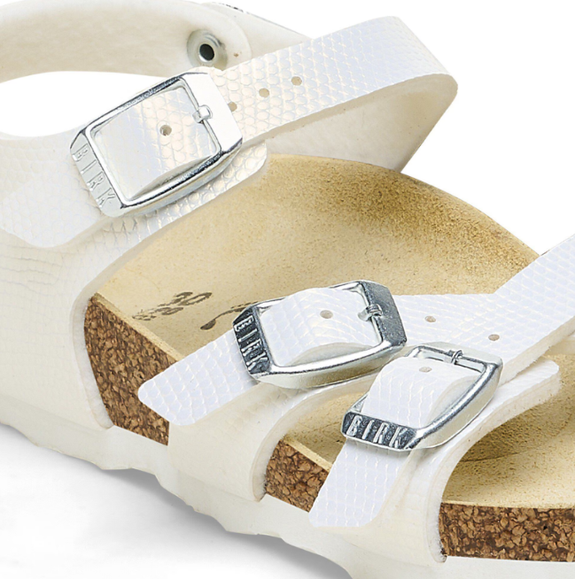 Birkenstock Kumba Kids Birko-Flor Embossed Shiny Lizard White Narrow