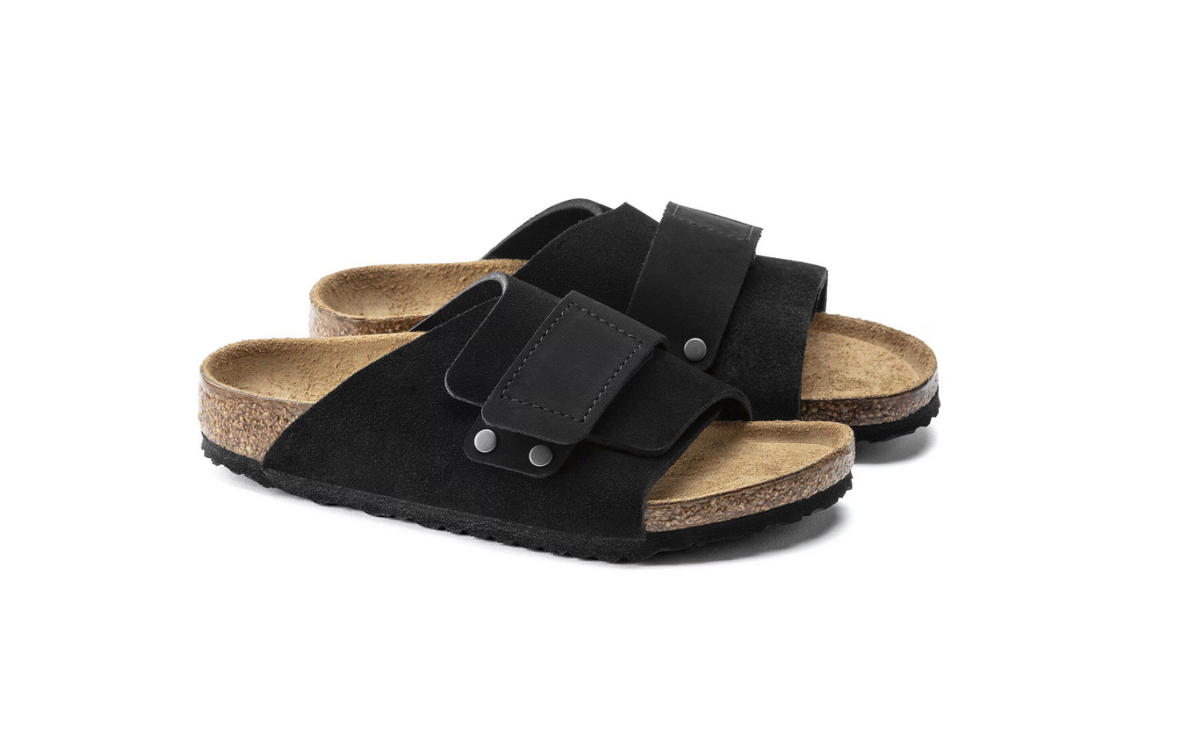 Birkenstock Kyoto Kids Suede Leather Nubuck Black  Narrow