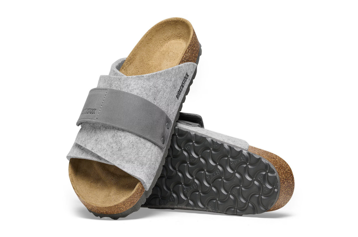 Birkenstock Kyoto Leather Textile Felt Light Gray  Regular