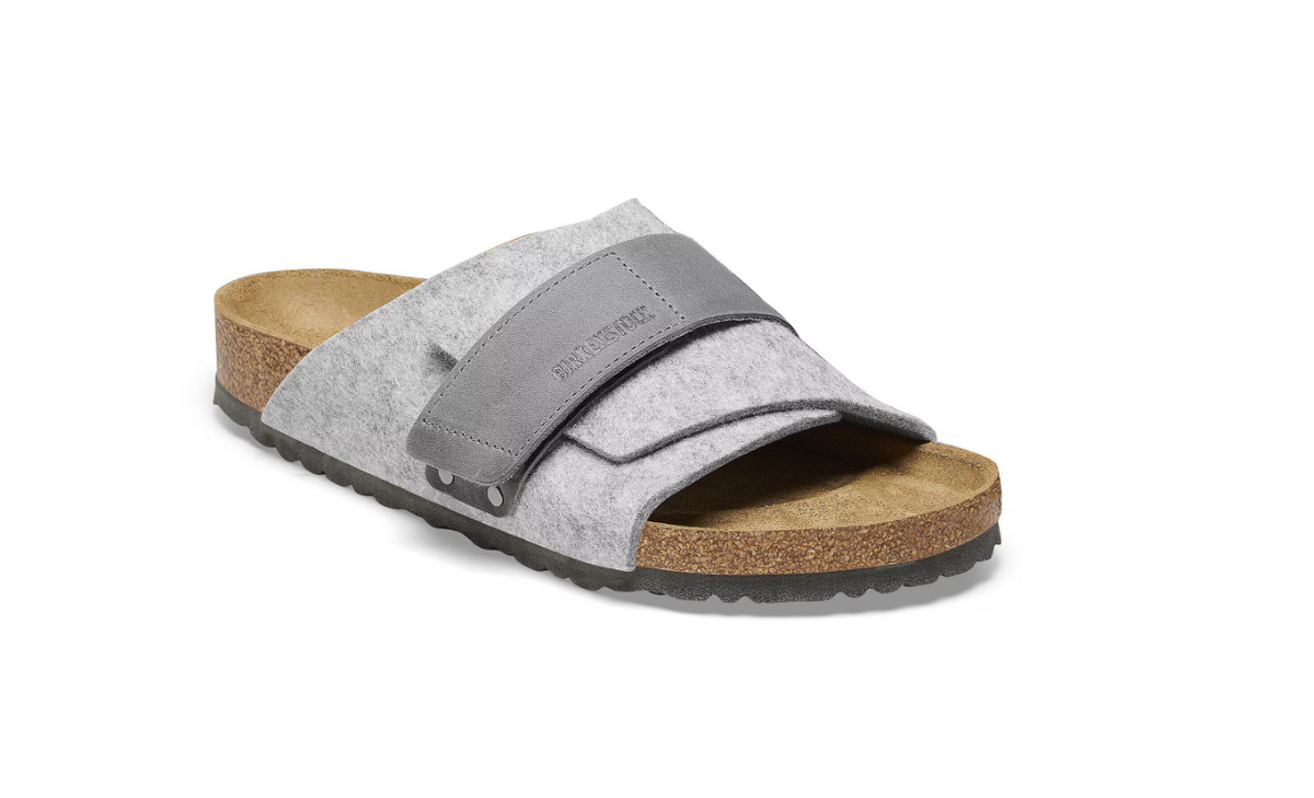 Birkenstock Kyoto Leather Textile Felt Light Gray  Regular