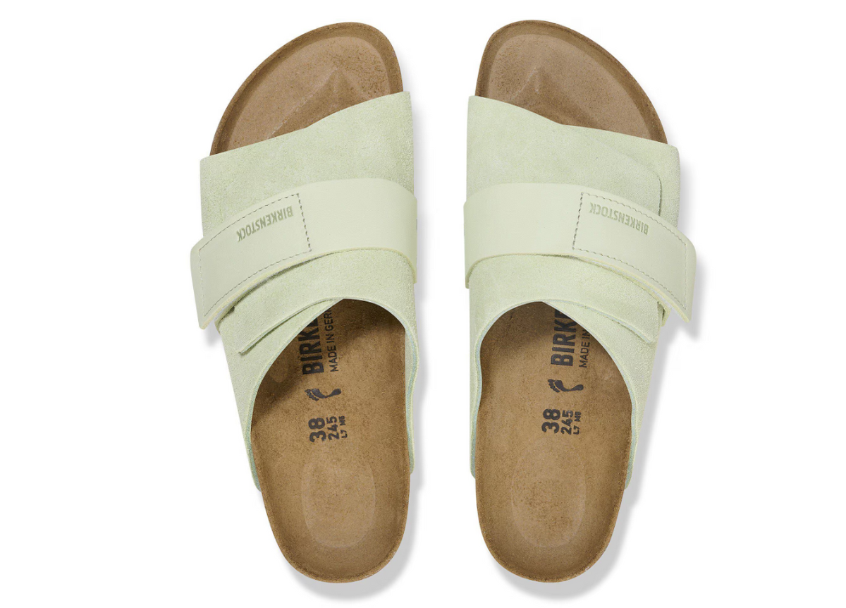 Birkenstock Kyoto Suede Leather Faded Lime  Narrow