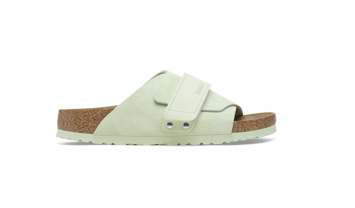 Birkenstock Kyoto Suede Leather Faded Lime  Narrow