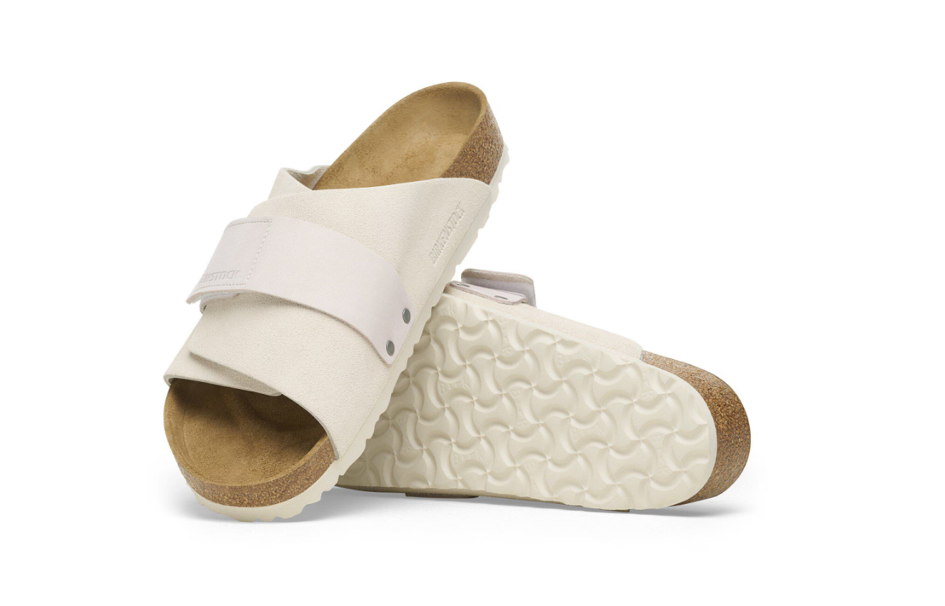 Birkenstock Kyoto Nubuck-Suede Leather Antique White  Narrow