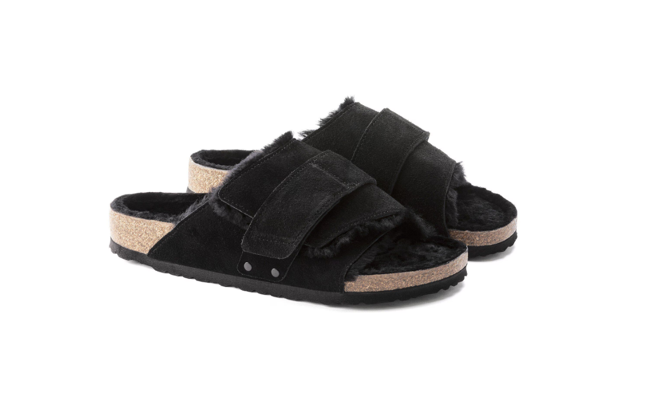 Birkenstock Kyoto Shearling Suede Black  Narrow