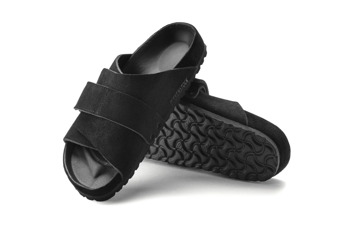 Birkenstock Kyoto Suede Leather Sandals Black Regular