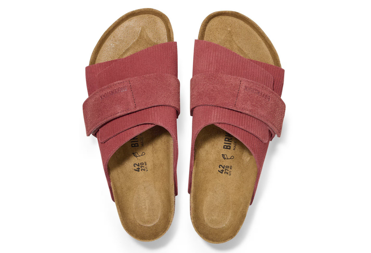 Birkenstock Kyoto Suede Embossed Corduroy Sienna R - Red, Narrow