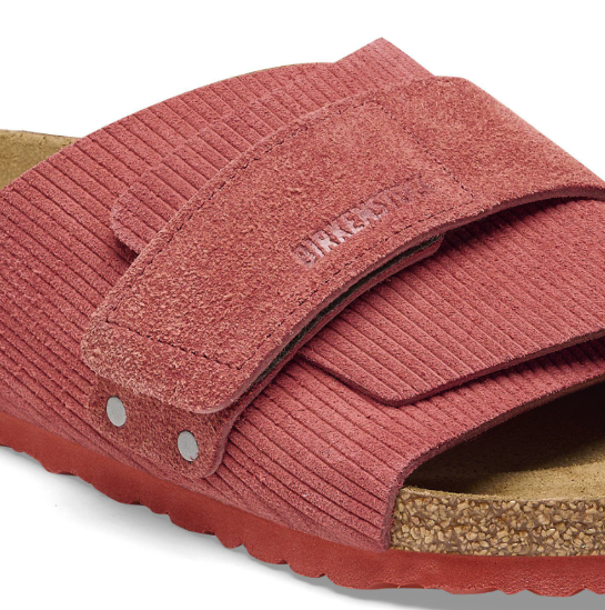 Birkenstock Kyoto Suede Embossed Corduroy Sienna R - Red, Narrow