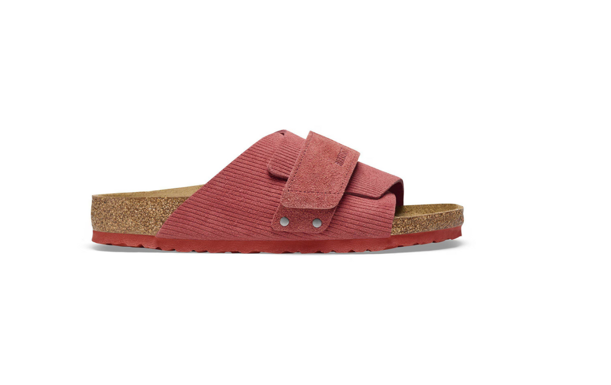 Birkenstock Kyoto Suede Embossed Corduroy Sienna R - Red, Narrow