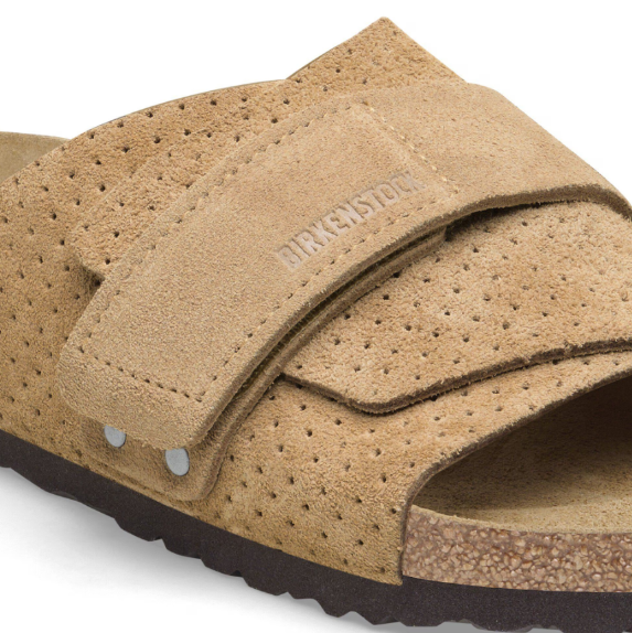 Birkenstock Kyoto Suede Leather Embossed  - Beige, Narrow