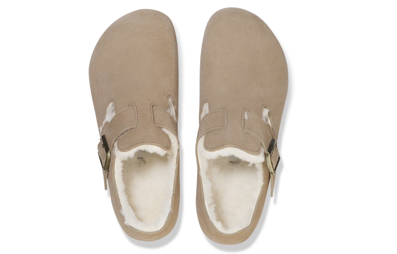 Birkenstock London Shearling Suede Leather Taupe  Regular
