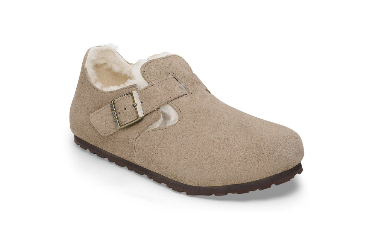 Birkenstock London Shearling Suede Leather Taupe  Regular