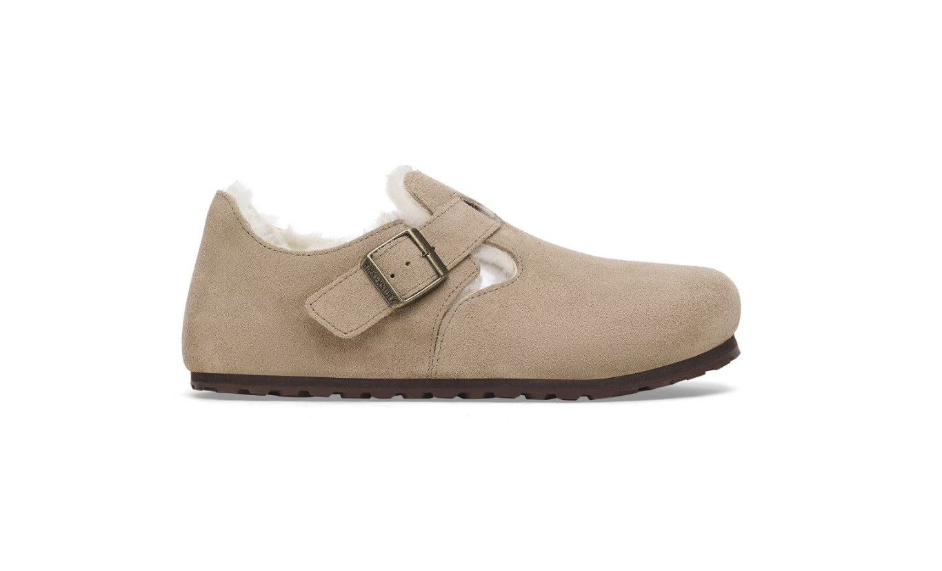 Birkenstock London Shearling Suede Leather Taupe  Regular