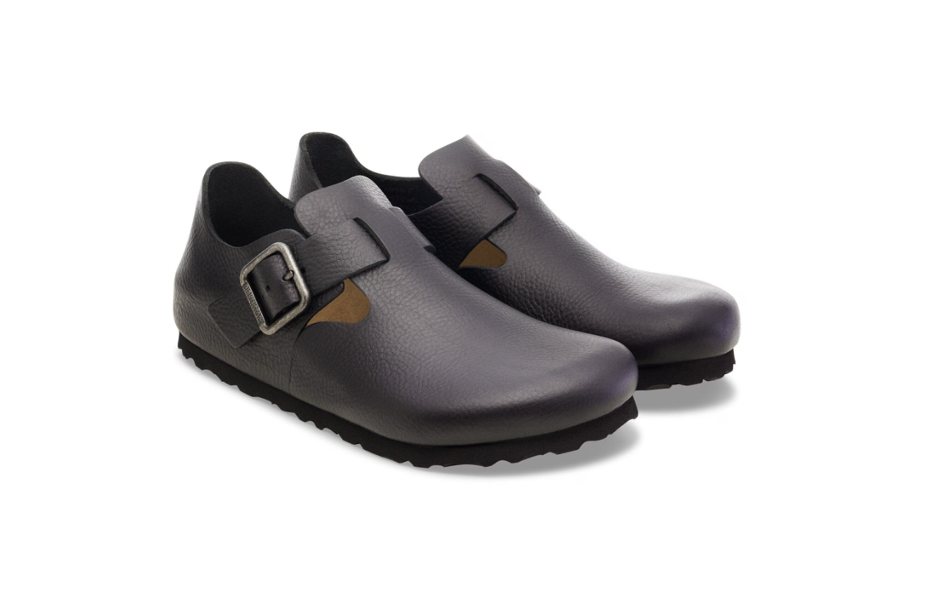 Birkenstock London Wire Buckle Natural Leather Vintage Wood Black  Regular
