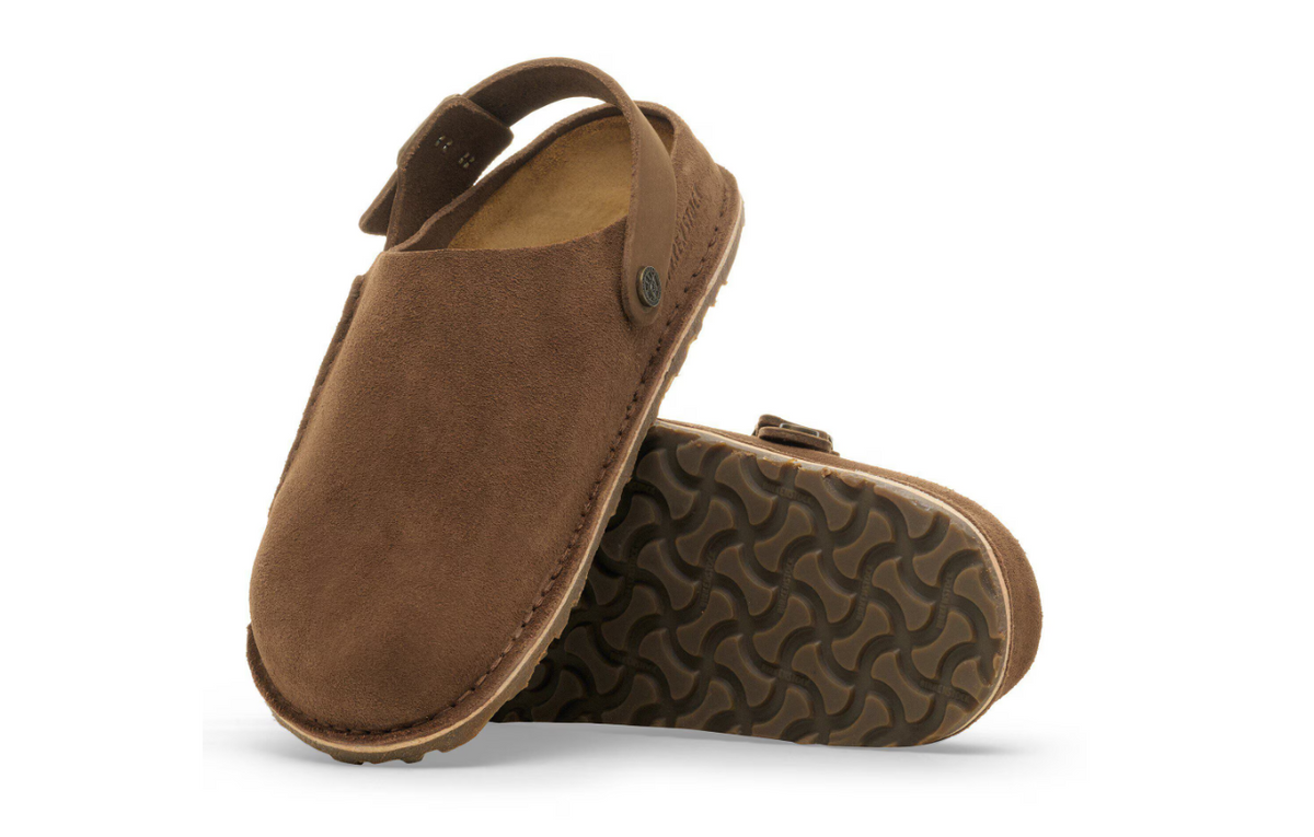Birkenstock Lutry Premium Suede Clog Dark Tea Narrow - Tea, Narrow