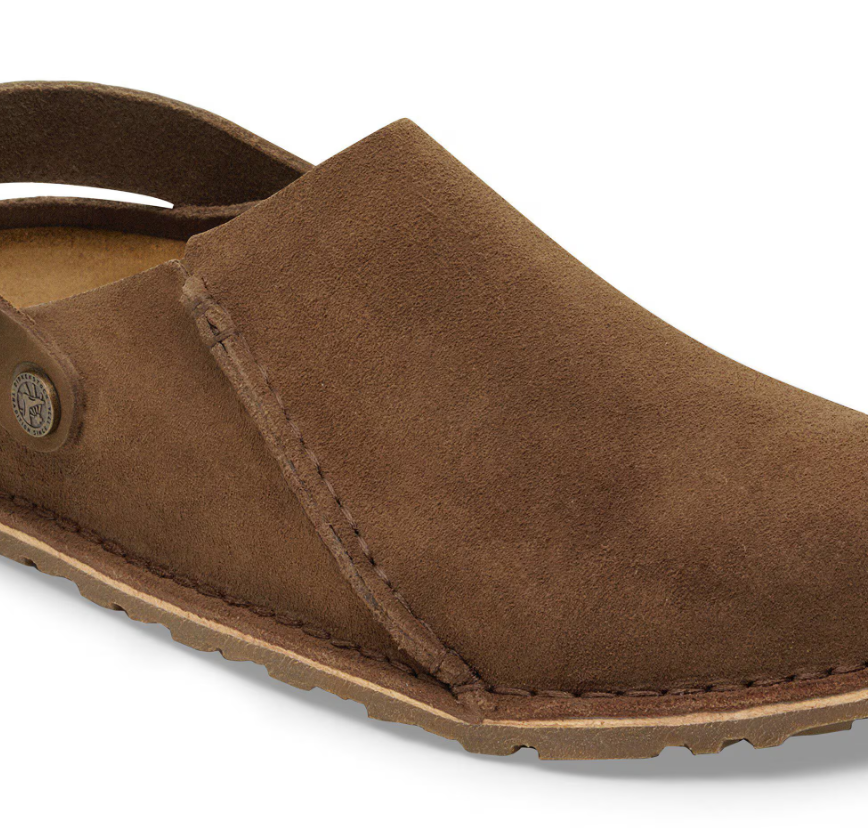 Birkenstock Lutry Premium Suede Clog Dark Tea Narrow - Tea, Narrow