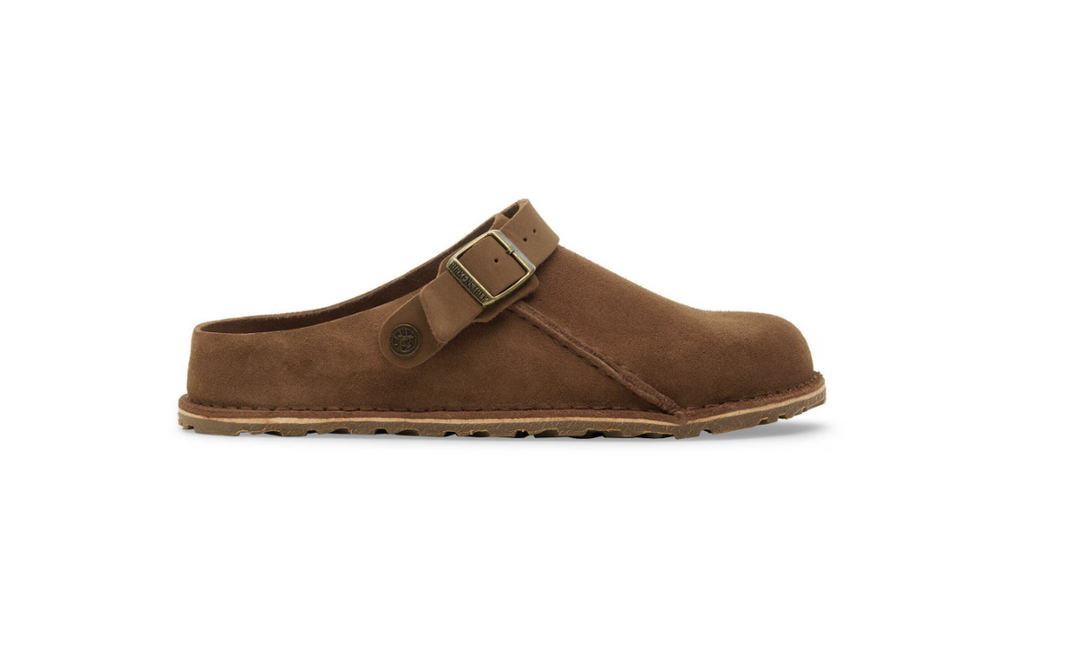 Birkenstock Lutry Premium Suede Clog Dark Tea Narrow - Tea, Narrow