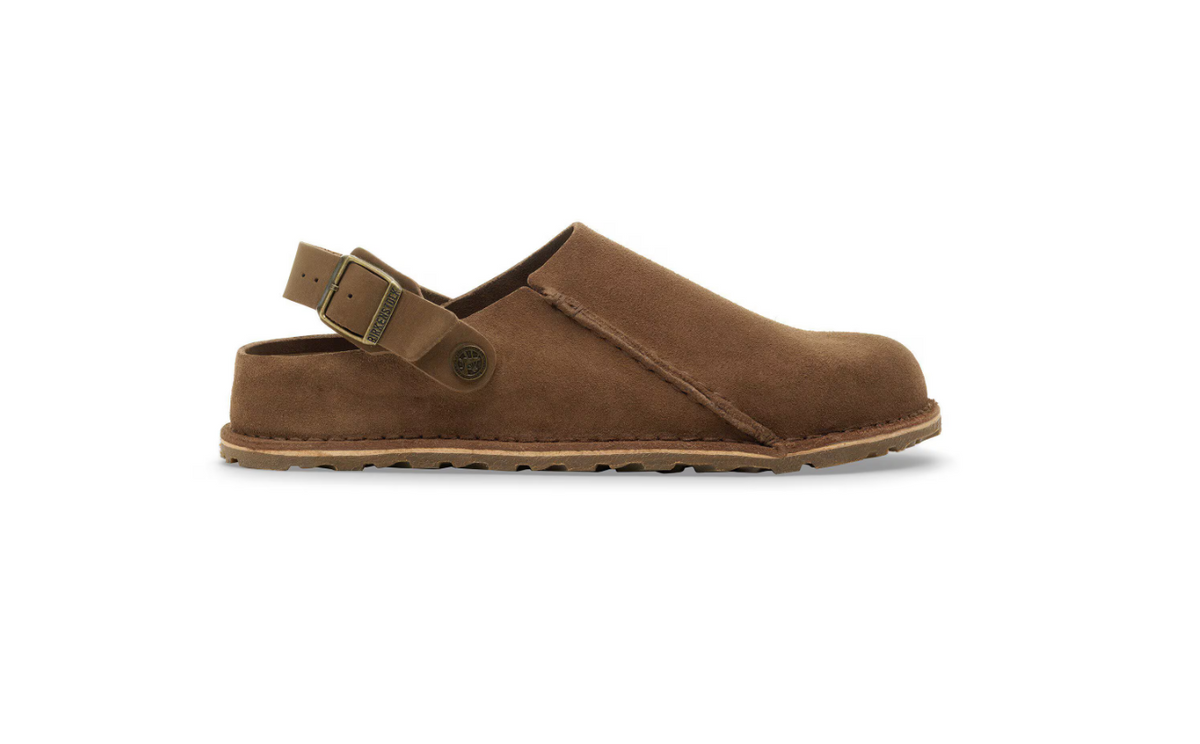Birkenstock Lutry Premium Suede Clog Dark Tea Narrow - Tea, Narrow