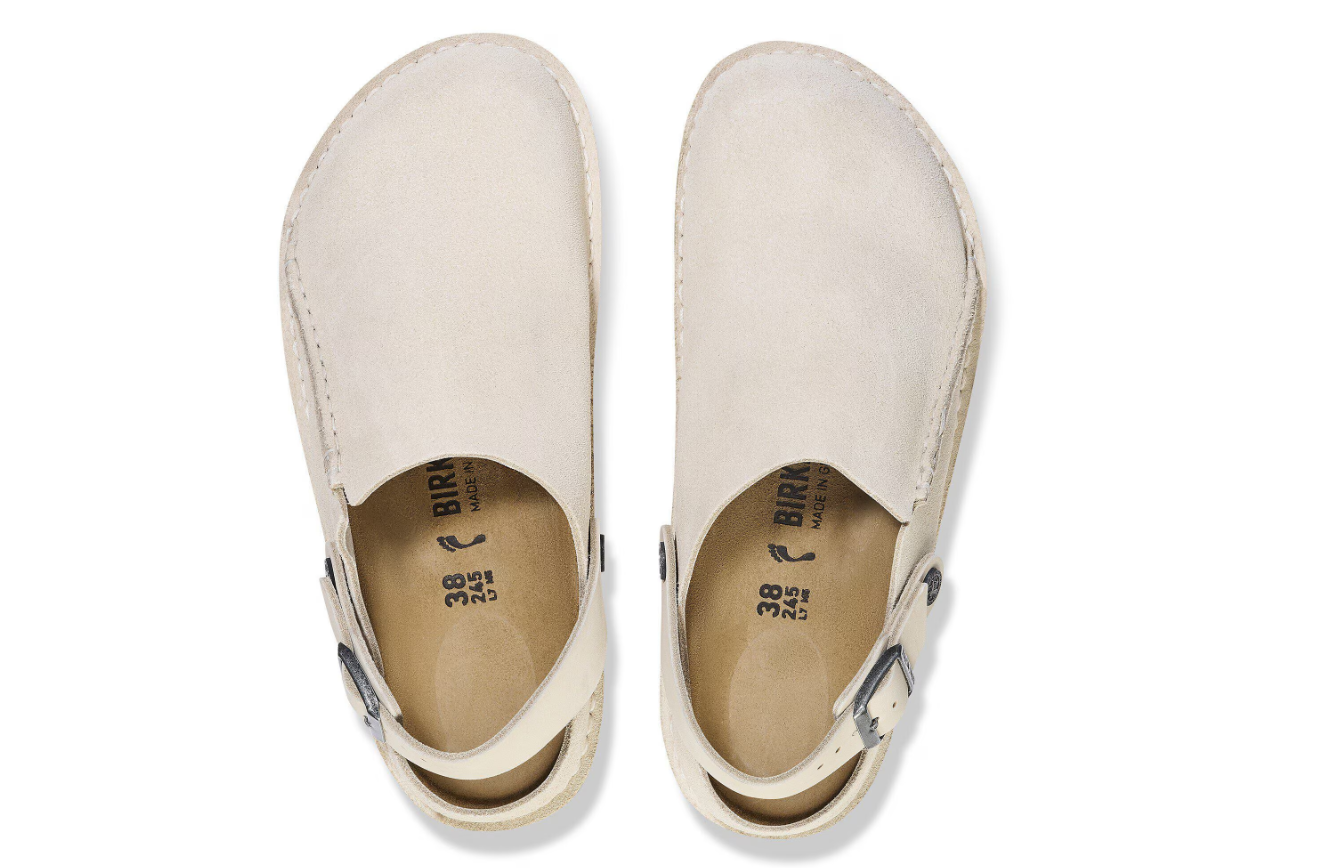 Birkenstock Lutry Premium Suede Clog Eggshell Regular